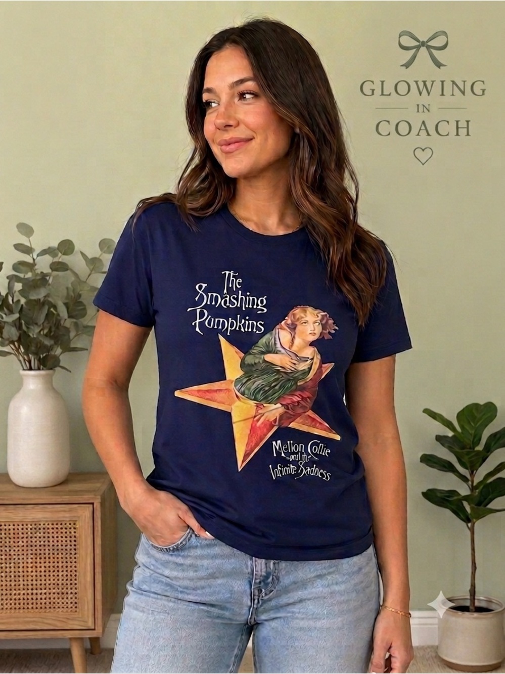 Smashing Pumpkins Mellon Collie Graphic Band Tee Small Navy Rock T-Shirt